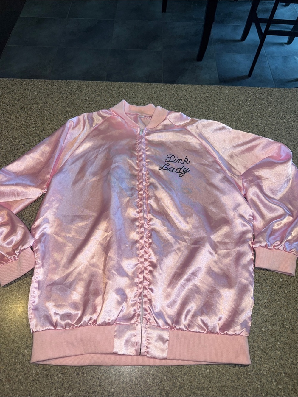 Pink Lady Satin Bomber Jacket
